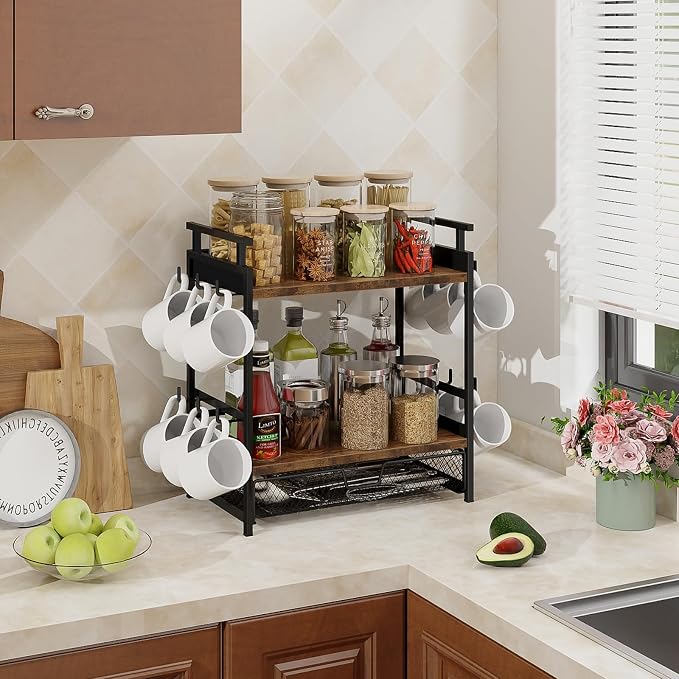 Coffee Bar Organizer, 3 Tier Coffee Station Organizer - Image 7