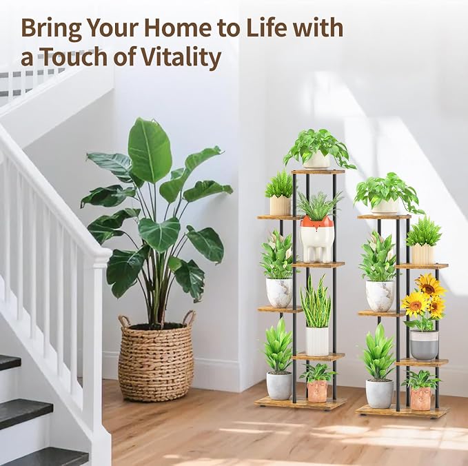 LASZOLA Black 5 Tiered Wood Plant Stand Indoor - Image 2