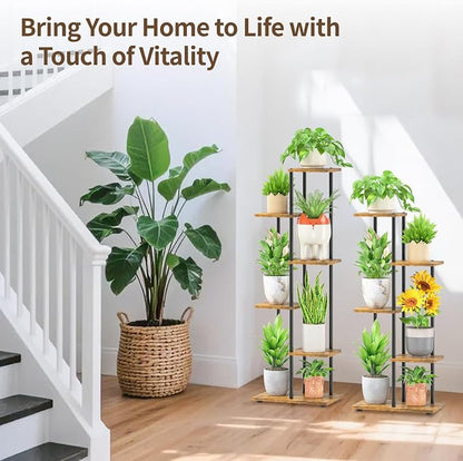 LASZOLA Black 5 Tiered Wood Plant Stand Indoor - Image 2