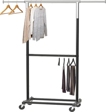 Simple Houseware Double Rod Adjustable Clothing Garment Rack by SimpleHouseware