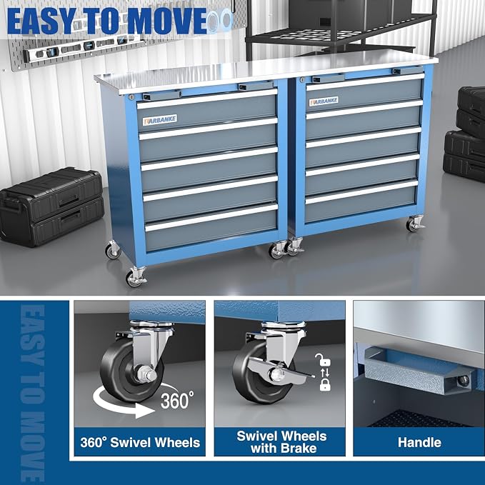 LARBANKE 5-Drawer Rolling Tool Chest - Image 5