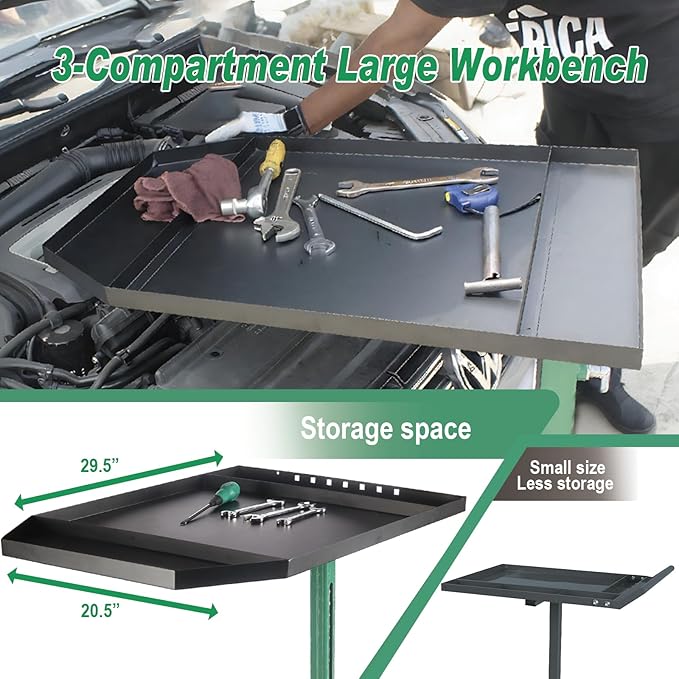Adjustable Height Mobile Work Table, Foldable Table - Image 3