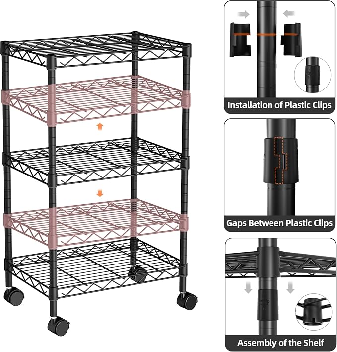 Golpart Small Shelves Storage Wire Metal Adjustable Shelf Unit - Image 6
