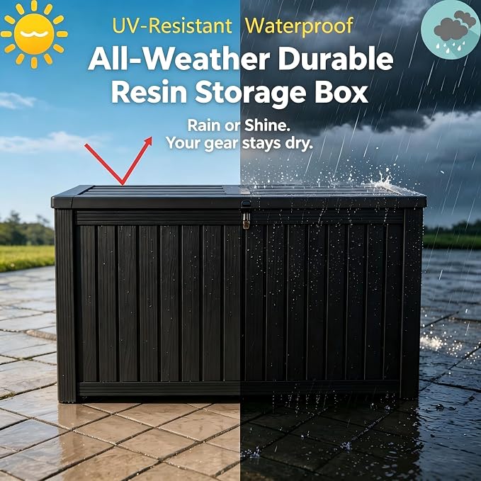 200 Gallon Waterproof Deck Box, Large Resin Outdoor Storage Box - Image 2