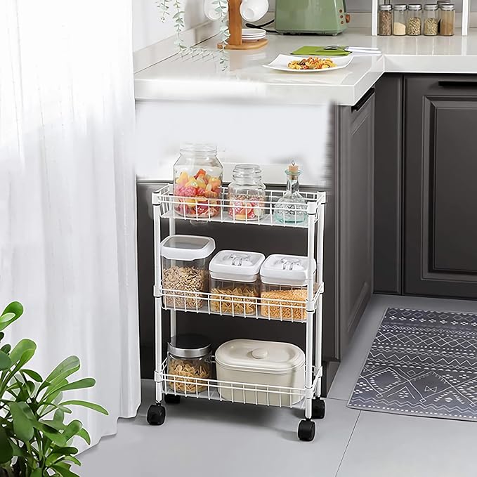 NSF white 3-layer storage rack, refrigerator crevice rack, washing machine - Image 9