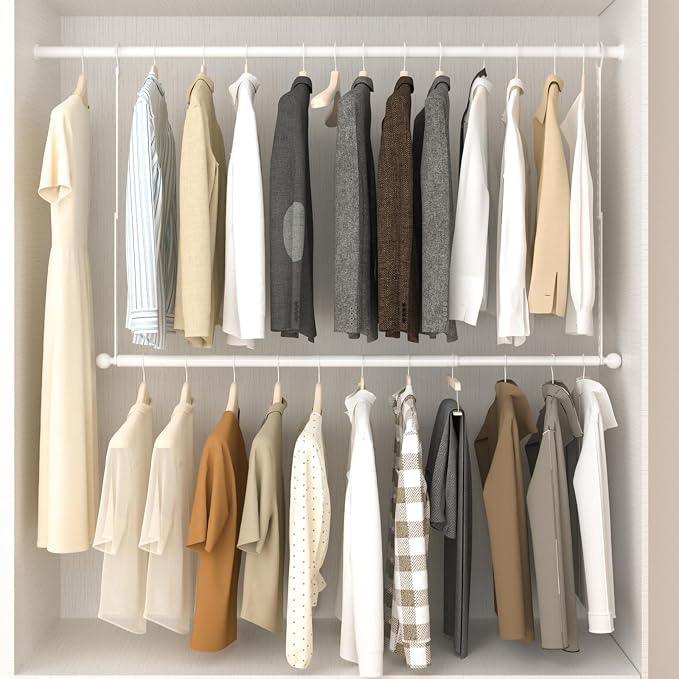 SUTINE Closet Rods for Hanging Clothes, Adjustable Closet Extender Hanging Rod - Image 4