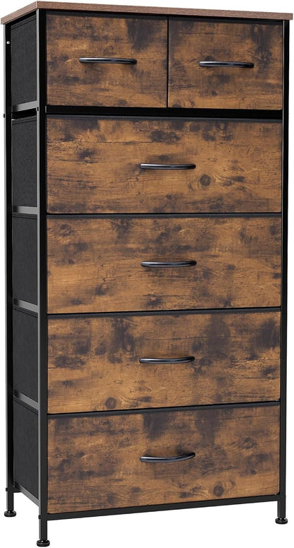 Tall Dresser Vertical Fabric Storage Tower, 5 Drawers | Sturdy Steel Frame by CrestliveProducts