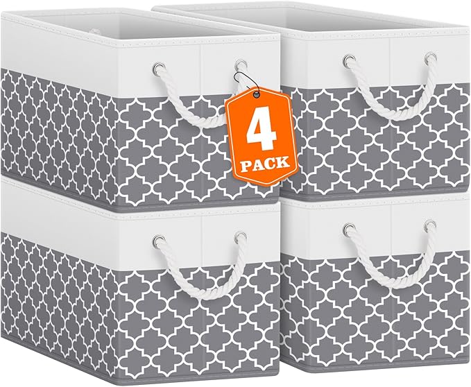 Storage Bins 4-Pack, Foldable Storage Baskets by Fabtotes