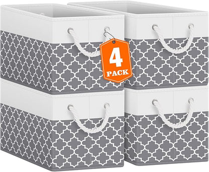 Storage Bins 4-Pack, Foldable Storage Baskets by Fabtotes