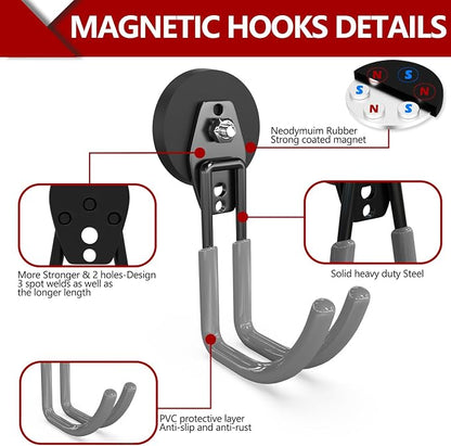 3-H Heavy Duty Magnet Garage Hooks 2 Pack, J Shape Strong Magnetic Hooks - Image 4