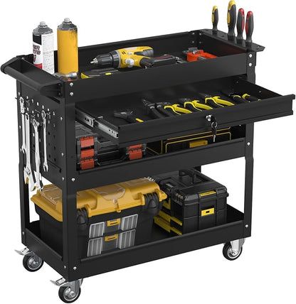 3 Tier Rolling Tool Cart with Drawers, Heavy Duty Utility Cart on Wheels by Granper%EF%BC%9AGrandPerfect