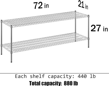 21" Deep x 72" Wide x 27" Height Wire Shelving Kit | 2-Tier | NSF Commercial - Image 3