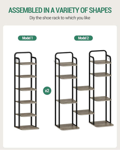 Hzuaneri 6 Tiers Vertical Shoe Rack, Narrow Shoe Tower, Tall Shoes Shelf - Image 5