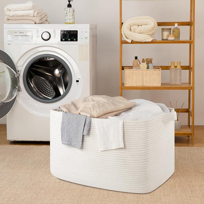 95L Large Storage Basket, Cotton Rope Woven Blanket Basket, Toy Storage - Image 6