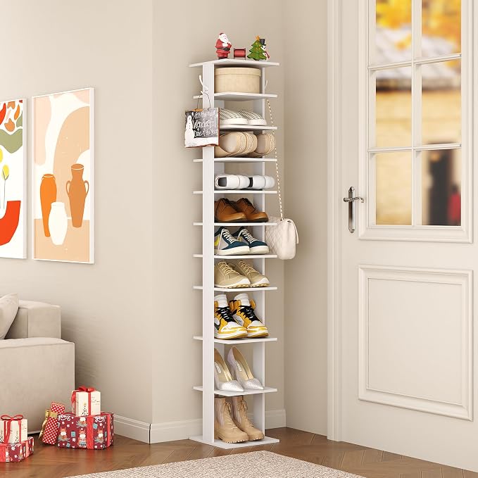 HOMEFORT 10-Tier Vertical Shoe Rack, Corner Shoe Tower, Slim Shoe Organizer - Image 6