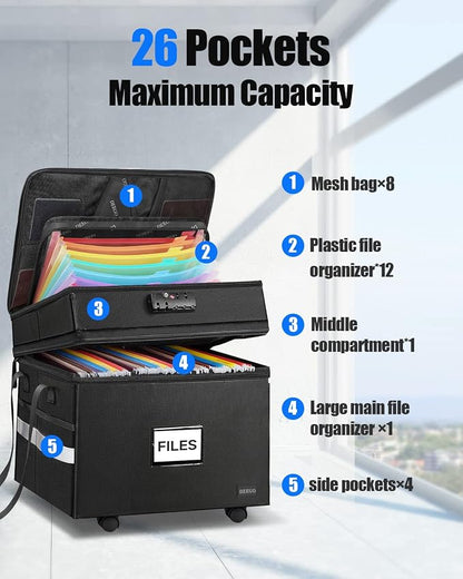 DEEGO Rolling File Box, Fireproof Document Box - Image 4