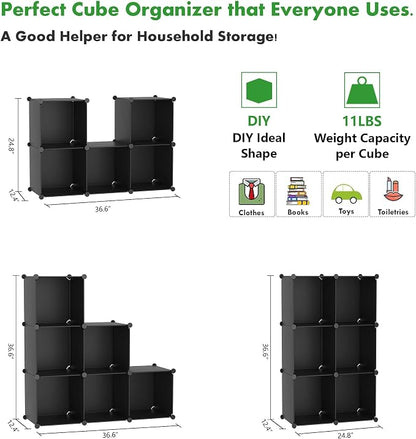 C&AHOME 6-Cube Storage Organizer, Stackable Storage Cubes Shelves, Portable - Image 3