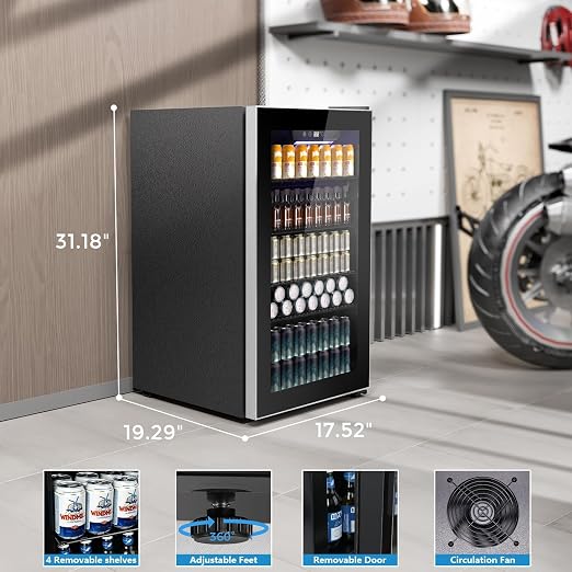 COWSAR Mini Fridge Cooler, 130 Can Beverage Refrigerator - Image 5
