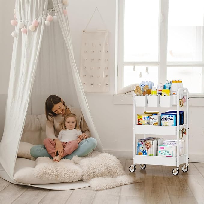 YASONIC Metal 3 Tier Rolling Cart - Image 8