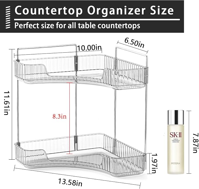 2-Tier Corner Bathroom Counter Organizer – Classic Storage Shelf - Image 4