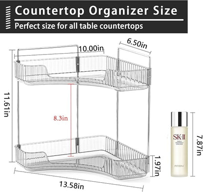 2-Tier Corner Bathroom Counter Organizer – Classic Storage Shelf - Image 4