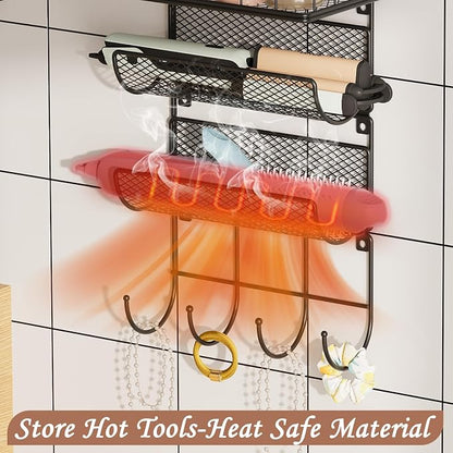 4 tiers Hair Dryer Holder Styling Tool Organizer Wall-Mounted Storage Wire - Image 4