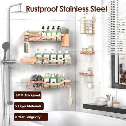 NESOMI Shower Caddy Adhesive Shower Organizer 8-Pack, Rustproof Stainless Steel - Image 5