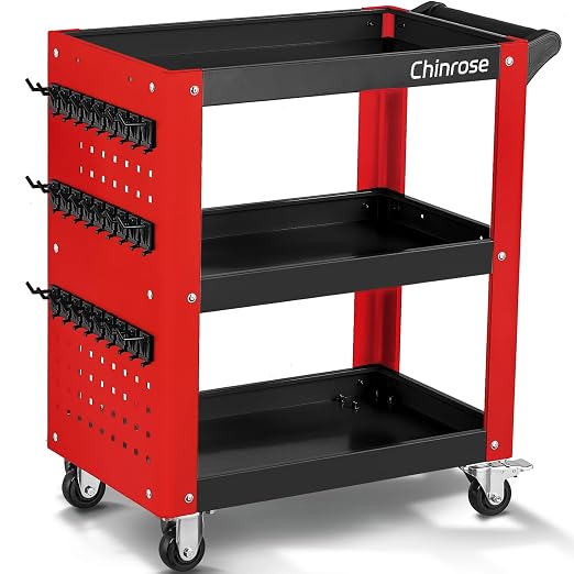 3 Tier Rolling Tool Cart on Wheels, Mechanic Storage Organizer, Rolling Work by Chinrose