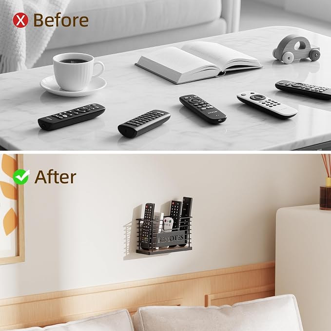 Remote Control Holder, 5-Slot TV Remote Holder Wall Mount, Universal Remote - Image 4