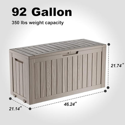 EasyUp 92 Gallon Reinforced Resin Deck Box – Waterproof & UV-Resistant Outdoor - Image 3