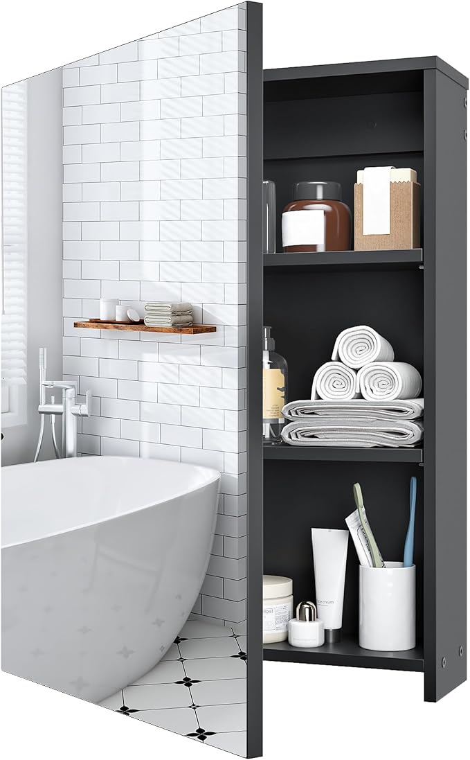 Bathroom Medicine Mirror Cabinet, 17.7'' x 23.6'', Wall-Mounted Bathroom Vanity by Choezon