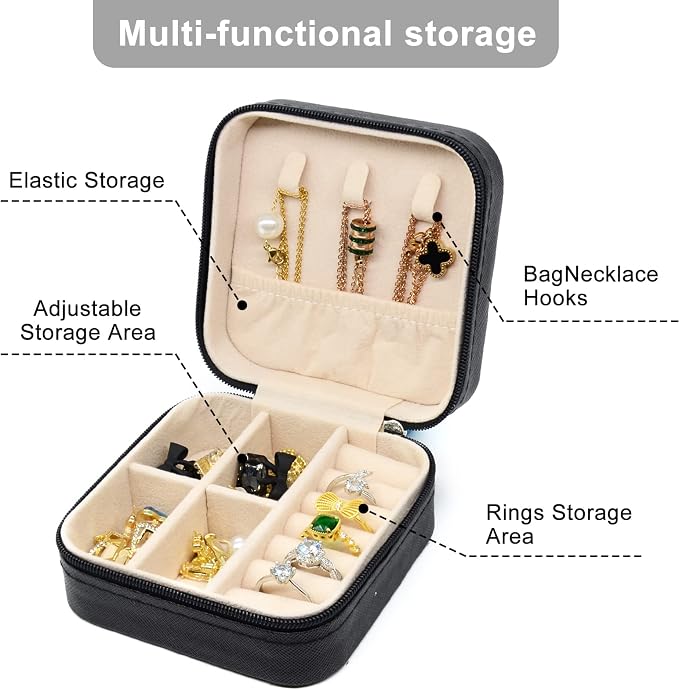 KEINE MARKE Small Jewelry Box, Travel Portable Jewelry Case - Image 4