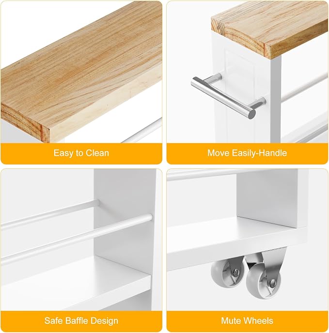 KLM 4 Tier White Slim Storage Cart - Image 4