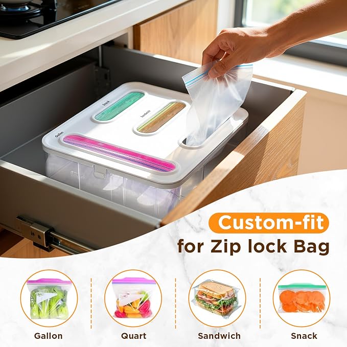 OUTXE Bag Organizer for Drawer + Fridge, Magnetic Kitchen Baggie Storage | - Image 6