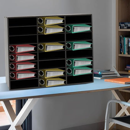 24 Compartments Literature Organizer, Desktop File Sorter Mail Center Paper - Image 3