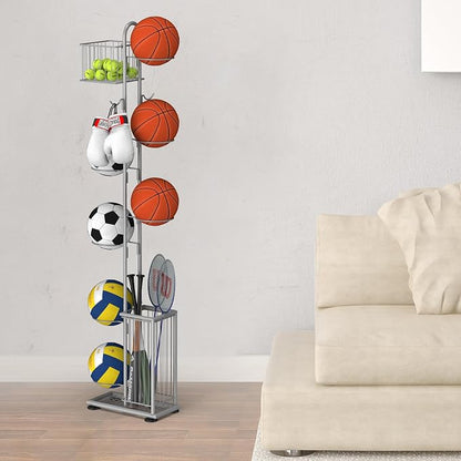 7 Tier Ball Storage Rack, Basketball Holder, Garage Sports Equipment Organizer - Image 6