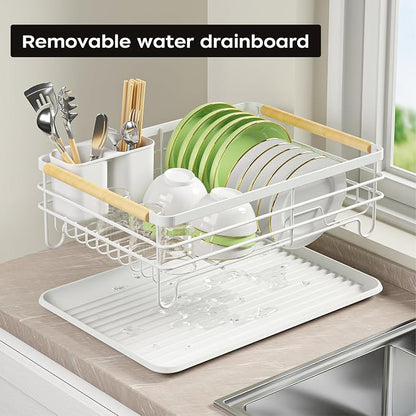 Dish Racks for Kitchen Counter: Wooden Handles, Thickened Metal, No Assembly. - Image 4