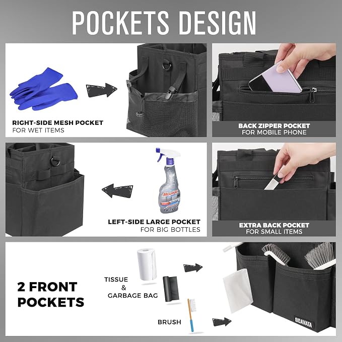 SCAVATA Compact Wearable Cleaning Caddy, Small Supplies Organizer - Image 2