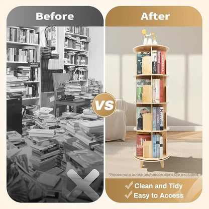 Rotating Bookshelf, Revolving Bookcase, Stackable Bookshelf Organizer, Swivel - Image 5