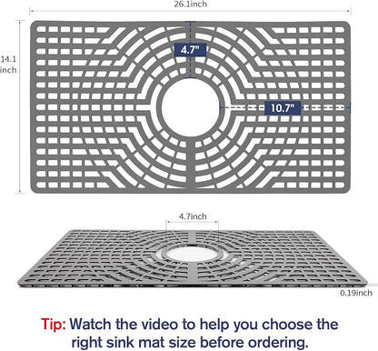 Silicone Sink Protector 26"x14" Center Drain Hole, Heat Resistant Non-slip - Image 2