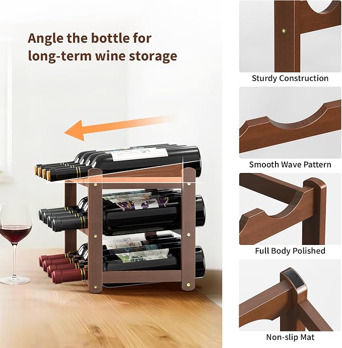 Wine Rack Bamboo Wine Racks Countertop, Sturdy Wine Rack - Image 4