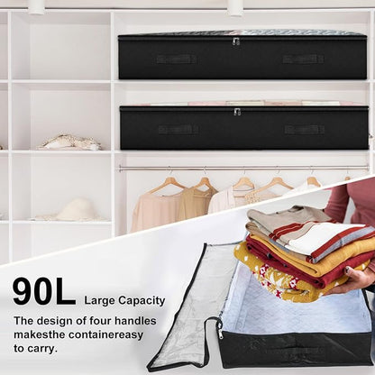 BiCINE 90L Under Bed Storage Containers, 8 Pack Foldable Closet Organizers and - Image 3