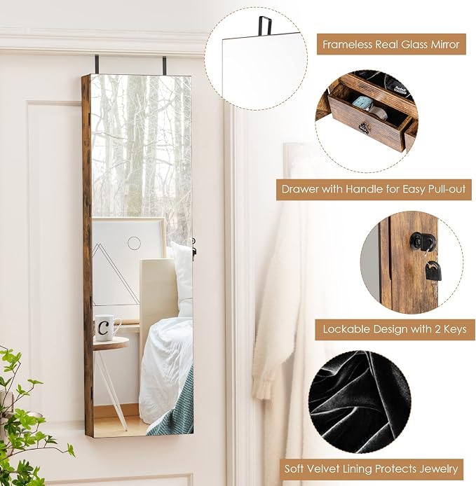 Giantex Wall Door Mounted Jewelry Armoire Cabinet - Image 6