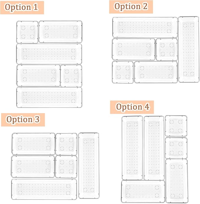 6 Pack Clear Drawer Organizer Set, Versatile Bathroom and Vanity Organizer Trays - Image 4