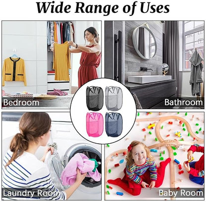 4 Pack Mesh Pop Up Laundry Hamper, FHDUSRYO Foldable Pop Up Hamper | - Image 5