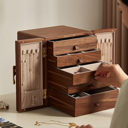 CHOSIN Black Walnut Wooden Jewelry Box 5 Layer Large Wood Jewelry Organizer - Image 9