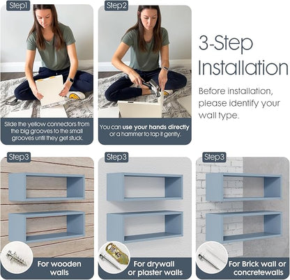 24in Floating Cube Shelves Set of 2, Display Shelves Wall Mount, Decorative - Image 6