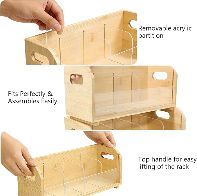 3-Layer Stackable Bamboo Tea Bag Organizer - Image 4