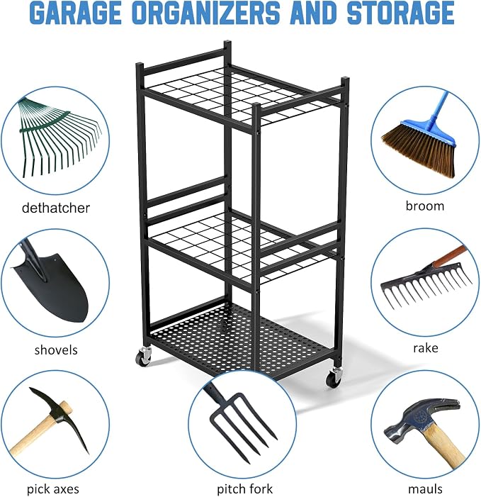 DAOUTIME Garden Organizer With Wheels, Yard Tower Rack - Image 5