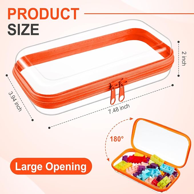 Hoolerry 4 Pcs Hard Clear Zipper Case Makeup Bags Plastic Pencil Pouch - Image 2